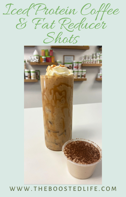 Boost your day with a yummy iced coffee that is packed with 15g of Protein, a small amount of caffeine, and fat reducing agents. Or make a delicious fat reducing shot that will help control hunger and increase metabolism!